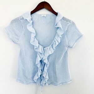 Wild Fable Sky Blue Ruffled Blouse